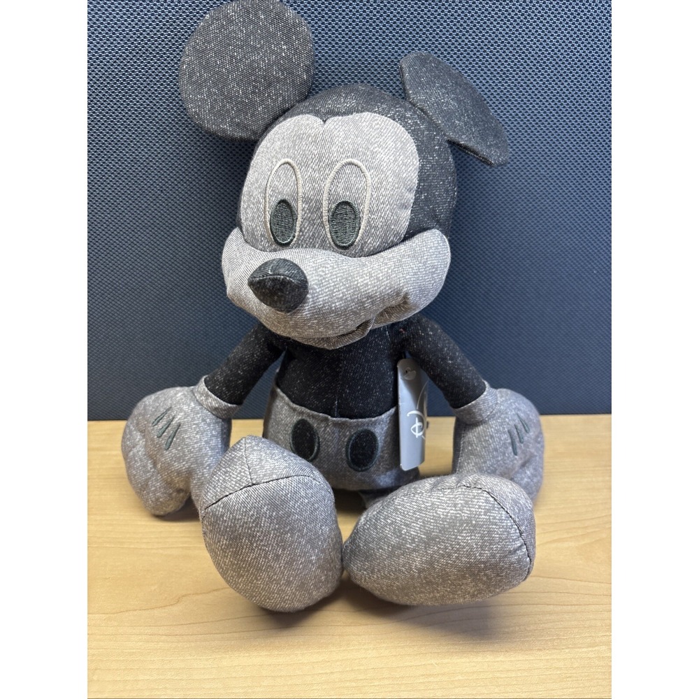 Disney Mickey Mouse Black Denim  Stuff Animal